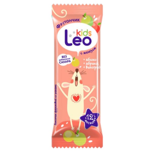 Леовит Батончик фруктовый со злаками Leo Kids (яблоко, курага, рис)