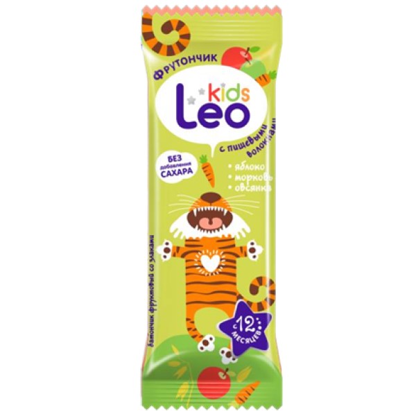 Леовит Батончик фруктовый со злаками Leo Kids (яблоко, морковь, овсянка)