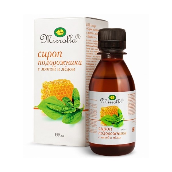 Сироп подорожника с мятой и медом мирролла