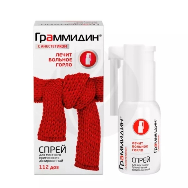 Граммидин с анестетиком спрей