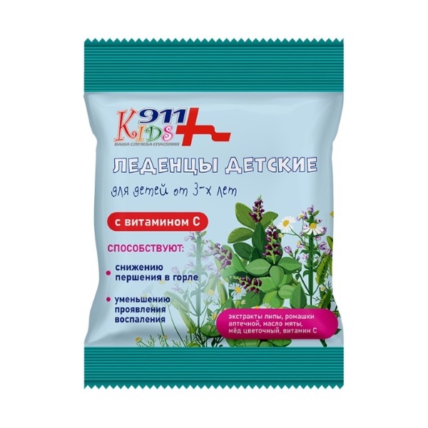 Леденцы детские с Экстрактами Липы, Ромашки Аптечной, Мёдом и Витамином С