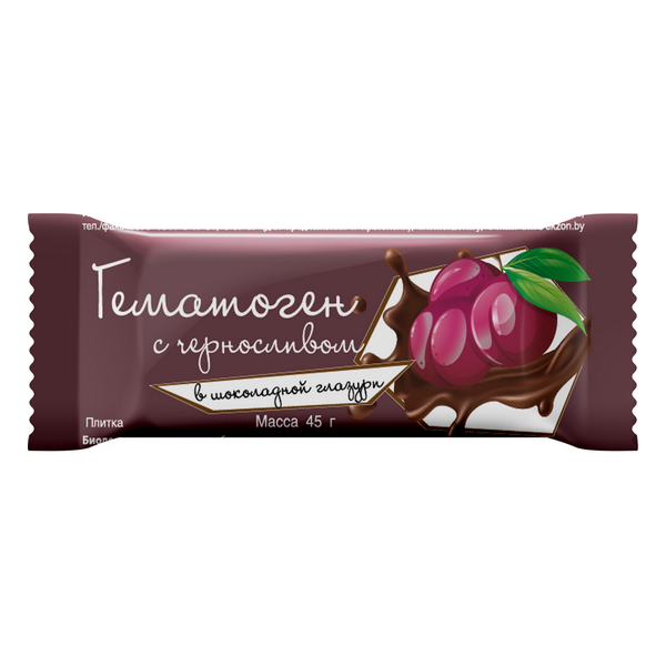 Гематоген с черносливом в шоколадной глазури