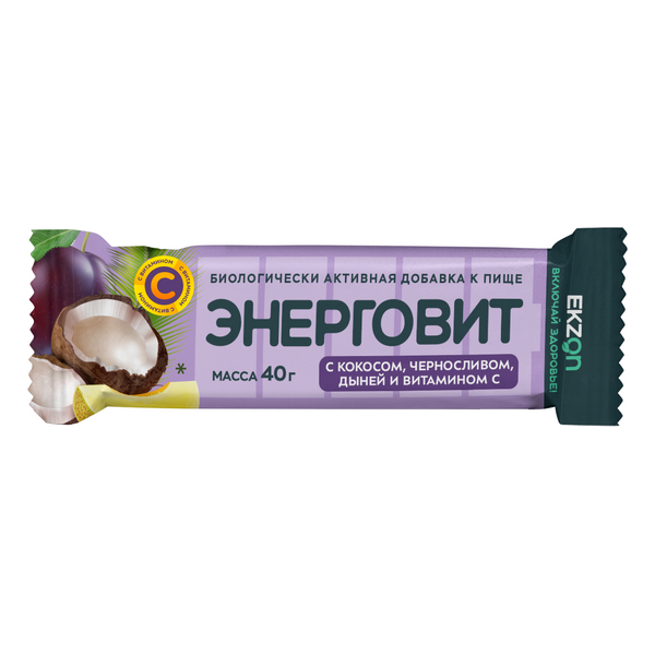 Энерговит с кокосом; черносливом; дыней и витамином c
