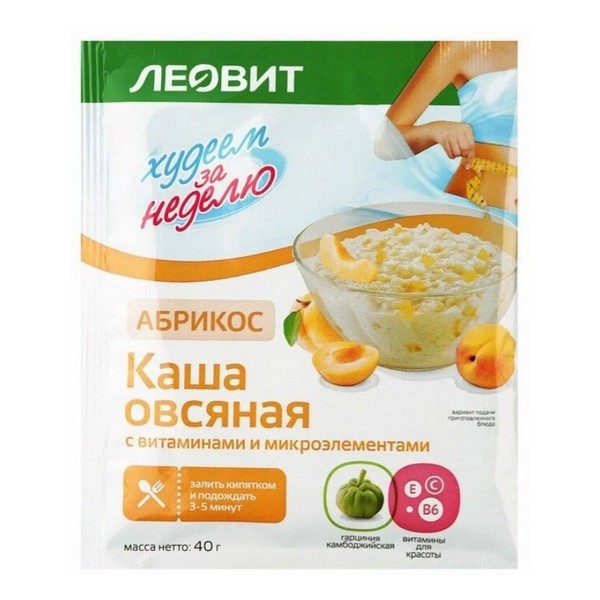 Леовит Каша овсяная с витаминами и микроэлементами Абрикос