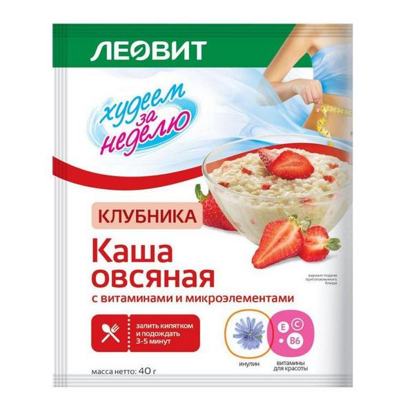Леовит Каша овсяная с витаминами и микроэлементами Клубника