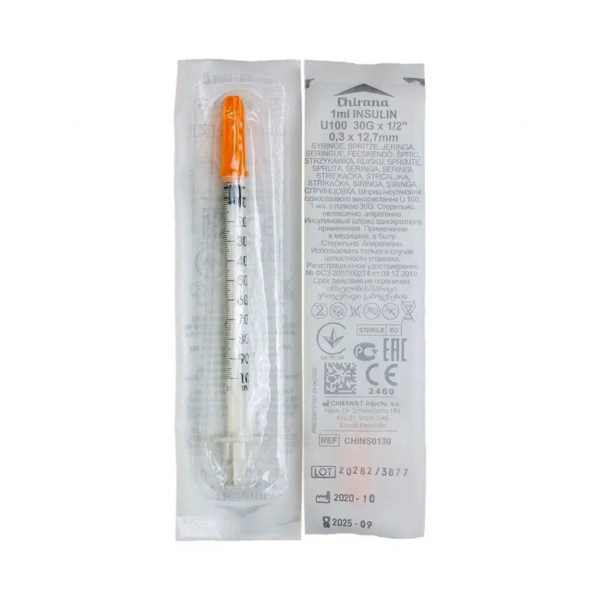 Chirana u100 шприц инсулиновый с интегрированной иглой