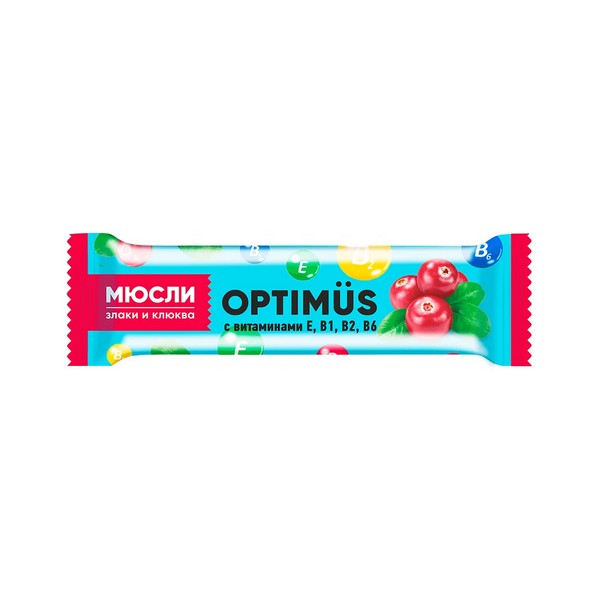Батончик-мюсли оптимус с витаминами е, в1, в2, в6
