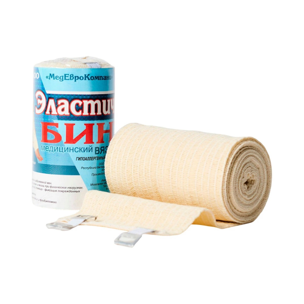 Бинт вязаный с лайкрой компрессионный ленточный