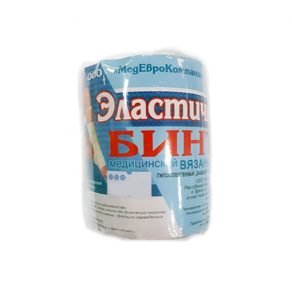 Бинт вязаный с лайкрой компрессионный ленточный