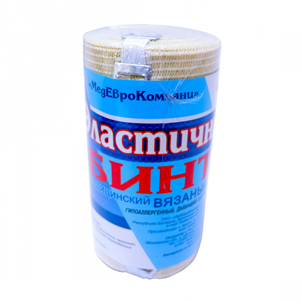 Бинт вязаный с лайкрой компрессионный ленточный